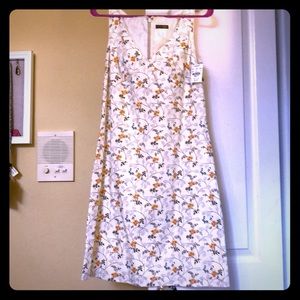 Jcrew  dress sz 10 cream, yellow, teal flowers.
